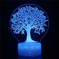 3d night lights tree leaf illusion lamp with remote control 16 colors changing table desk lamp bedroom decor optical for home