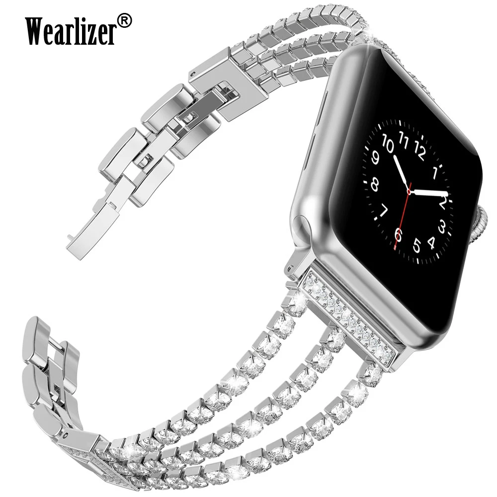 Bling ювелирные изделия браслет ремешок для Apple Watch 38 мм 40 розового золота из