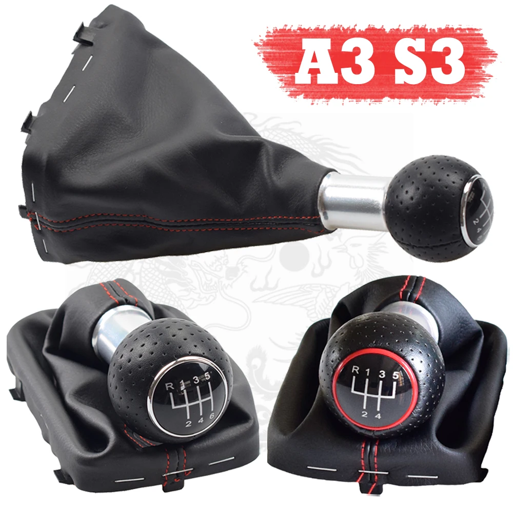 

5/6 Speed Car Leather Gear Shift Knob Gaiter Boot Cover For Audi A3 S3 2001-2003 Car Styling Accessories