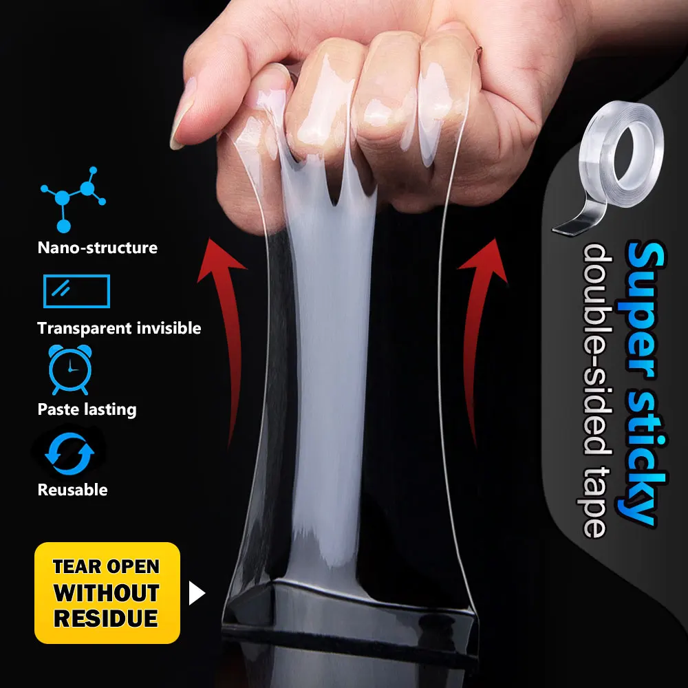 Прозрачная волшебная лента моющаяся многоразовая Двухсторонняя клейкая не