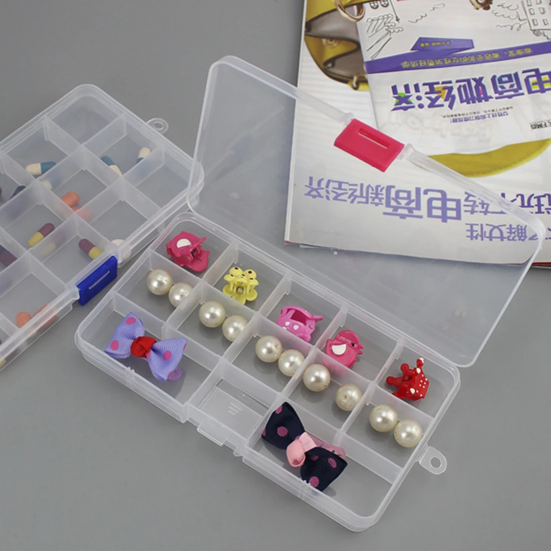 

Storage Box Case Plastic Organizer Container 15 Grids Jewelry Nail Art Beads Tool Bin Craft Adjustable Translucent Organizer