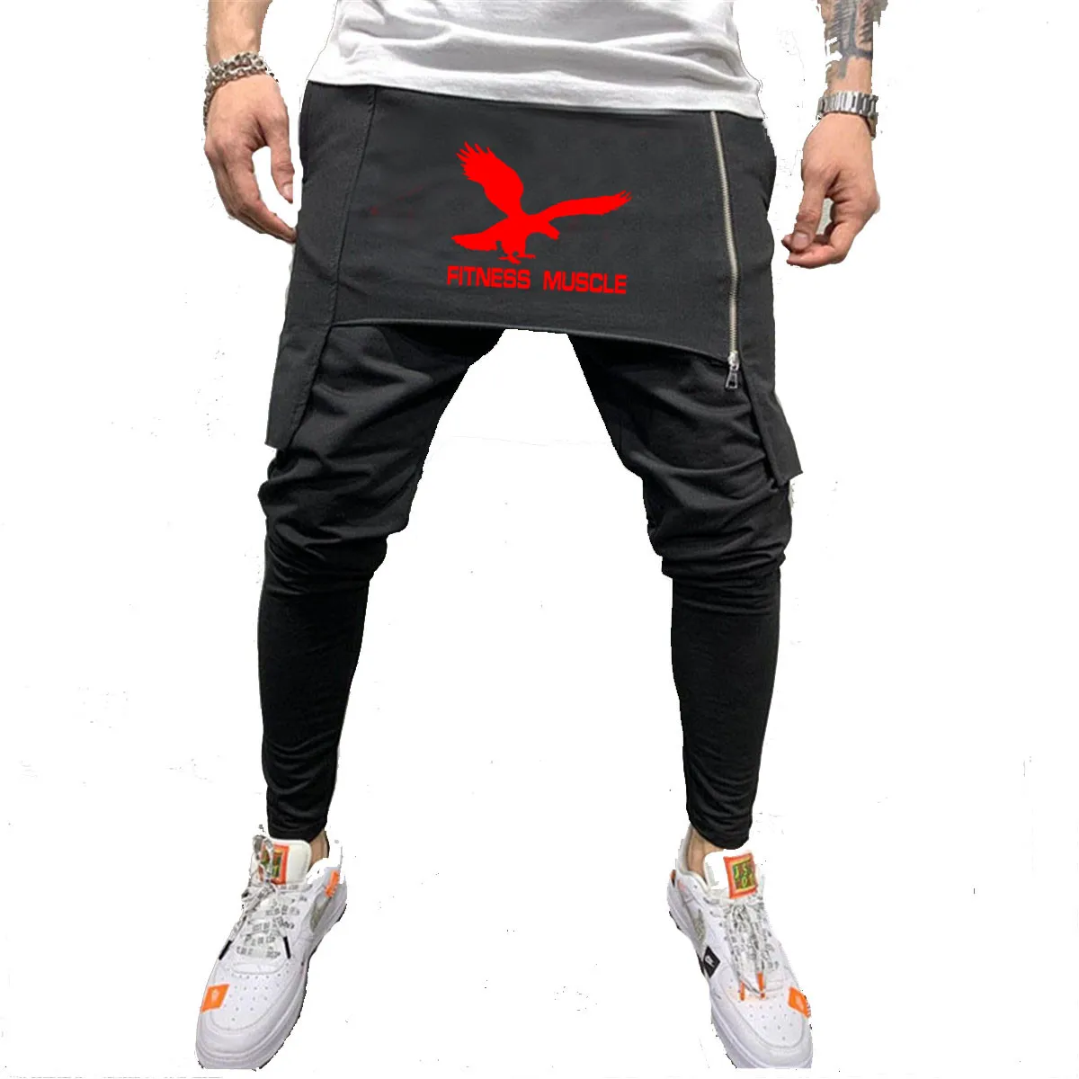 

Men's Personality Brand Printed Sports Pants Running Pants Male Harem Pants Loose Running Pants Brand Pencil Pants Hip-Hop Pants