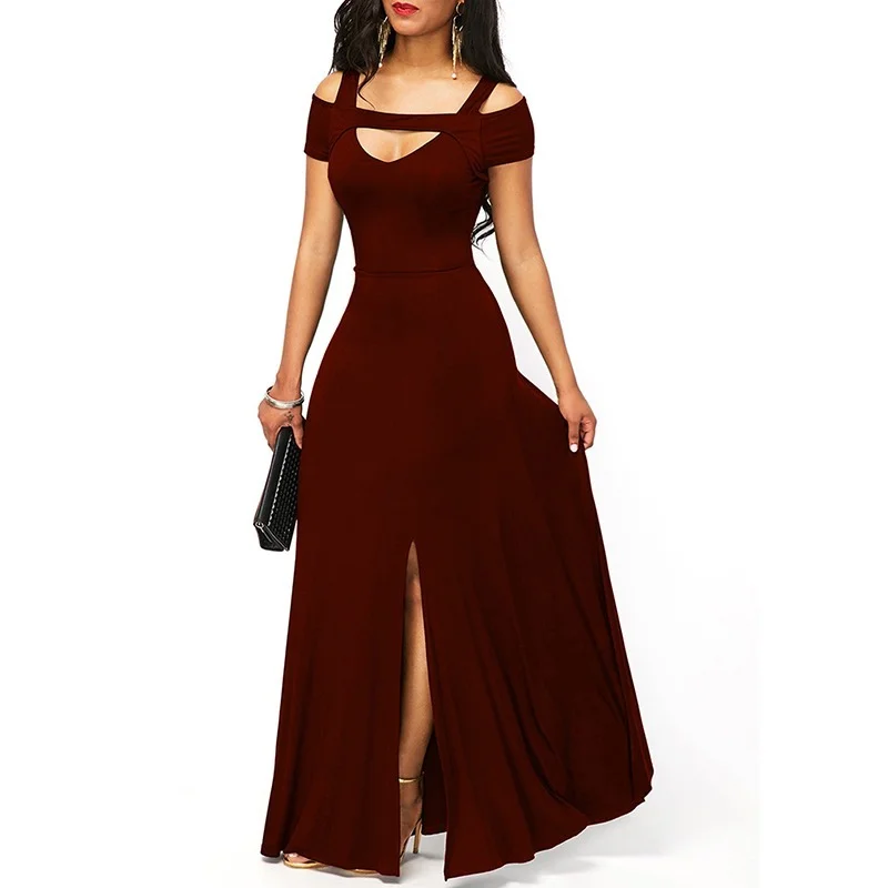 

2021 Summer New Women's Dress Party Pure Color Casual Long Long Long Evening Beach Long Dress Fashion Square Neck Chic Clothing