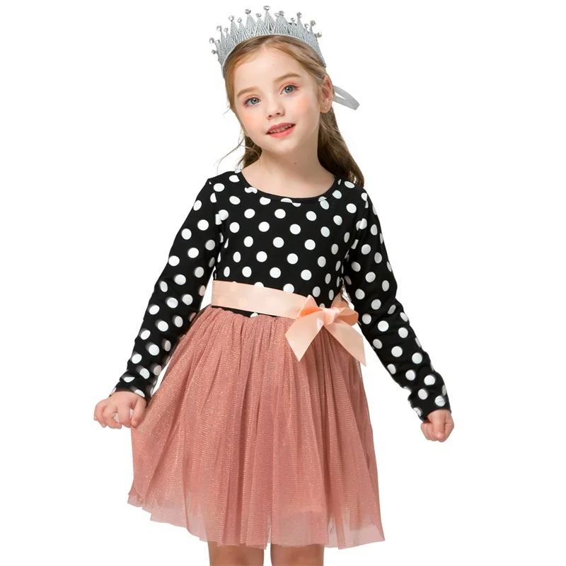 Платье для девочек красное рождественское платье с длинными рукавами Санты