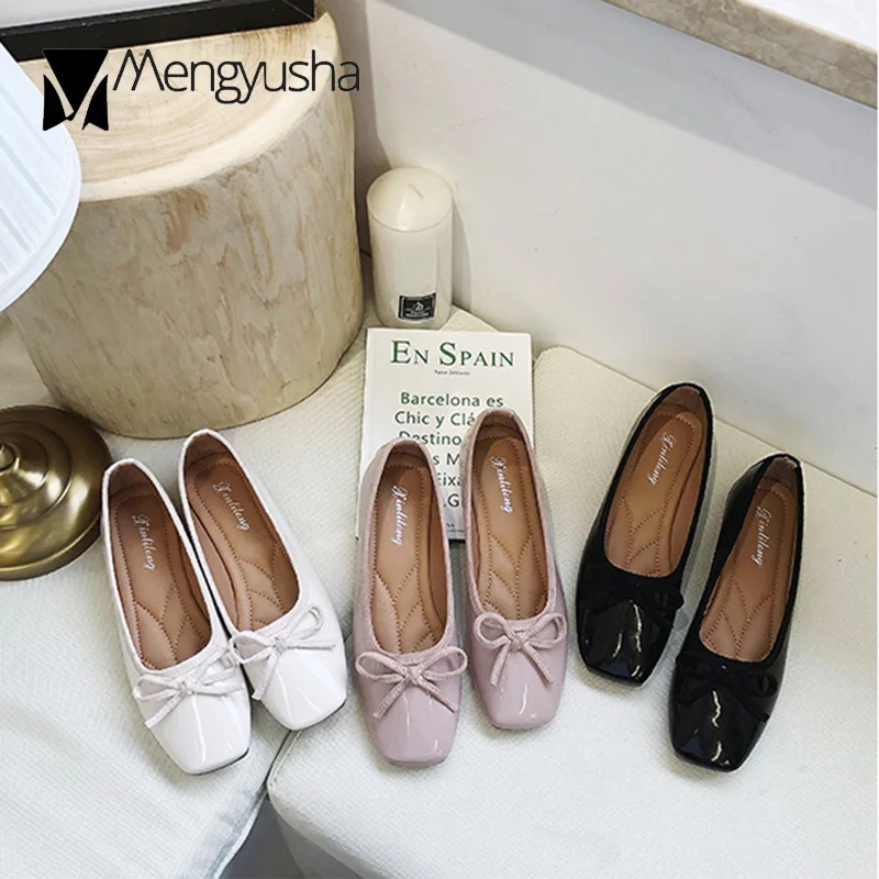 Балетки женские с квадратным носком Нескользящие жапанная кожа без застежки