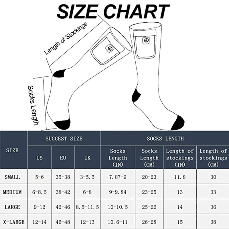

Winter Heated Socks Fast Heating Warm Riding Cycling Fishing Racing Outdoor Sports Skiing Socks for Women Men