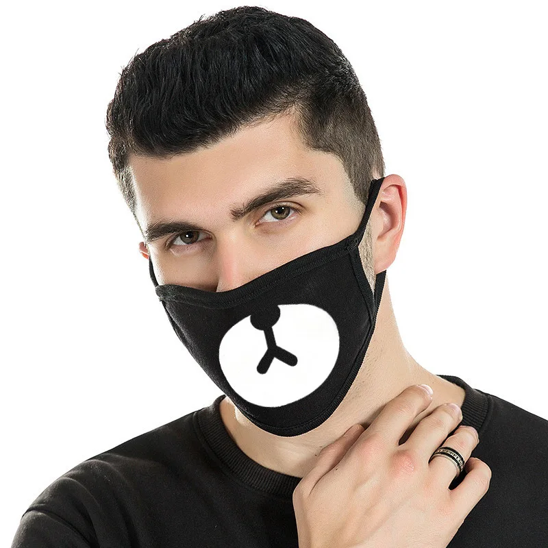 Beige Fashion Expression Mouth Mask Anime Cotton Mouth Mask Unisex Mask Mouth-muffle Dustproof Respirator Cute Anti-Dust Mouth Covers - Color: Beige