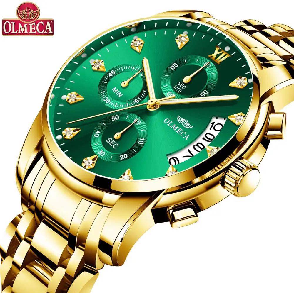 OLMECA Relogio Masculino мужские часы Роскошные спортивные часы 3ATM водонепроницаемые часы с хронографом наручные часы из нержавеющей стали ремешок Saat