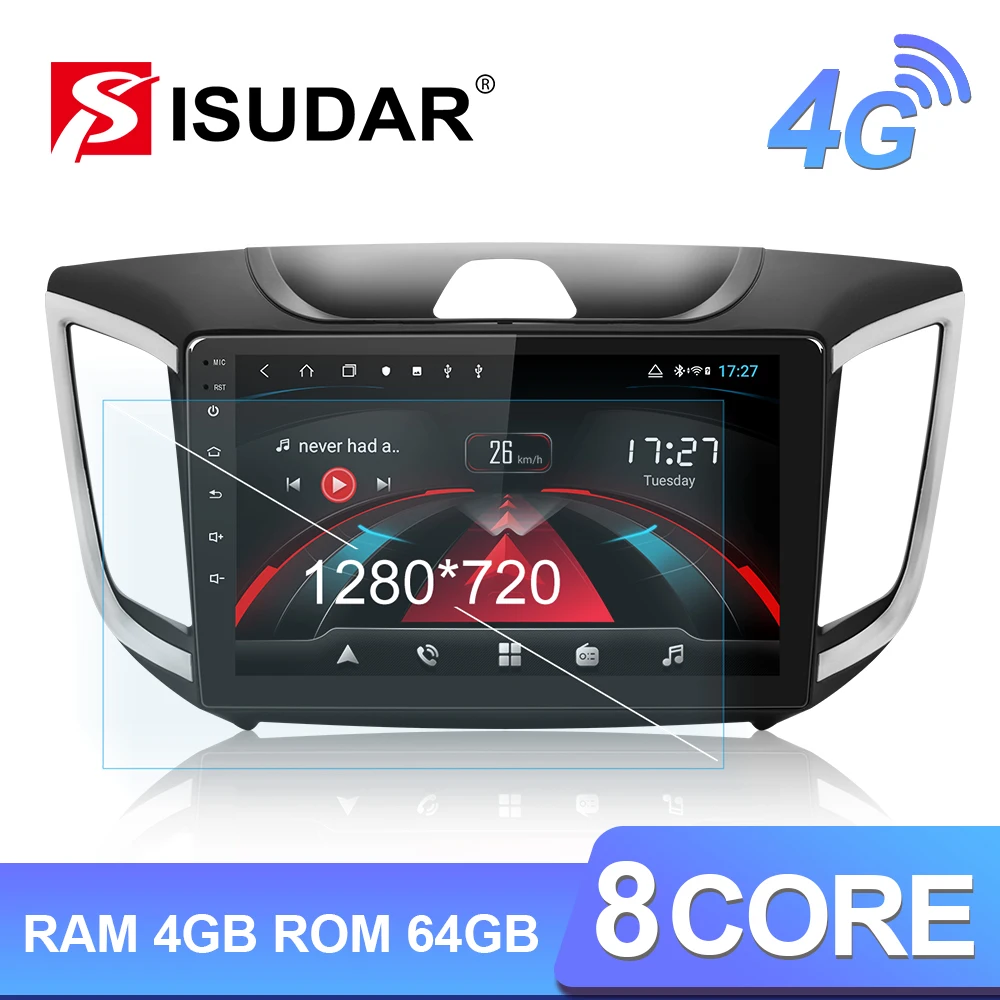 Isudar H53 4G Android 1 Din Авто Радио для hyundai/Creta/IX25 2015 2018 Автомобильный мультимедийный 8