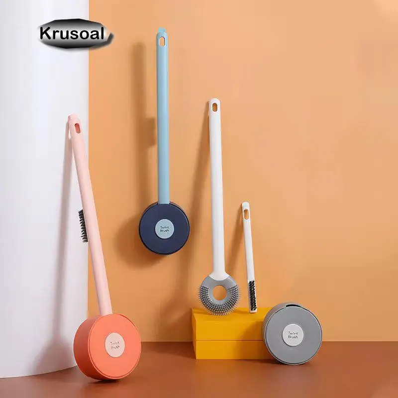 

Silicone Toilet Brush Creative Lollipop Shape Wall Mounted Toilet Cleaning Brush with Holder Wc Gap Brush Bathroom Accessories