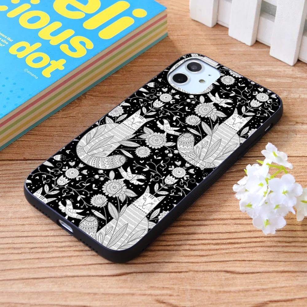 

For iPhone Kitty Cat in the Garden Soft TPU border Apple iPhone Case