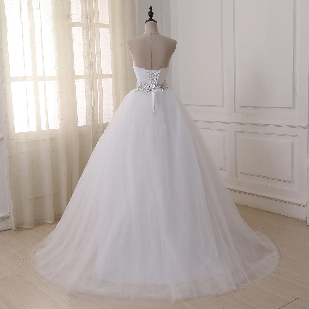 ADLN Stock Ball Gown Wedding Dresses 2017 Sweetheart Sweep Train Lace Applique Corset Bride Gowns Vestidos De Novia|vestidos de novia|gown