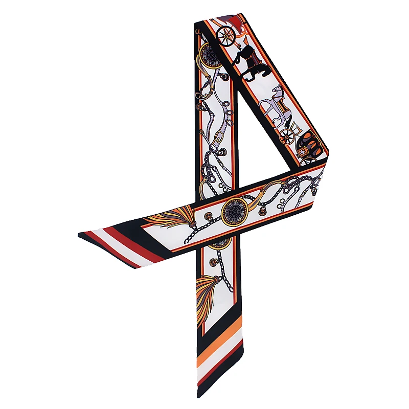 

Brand Horse Printed Carriage Bag Strap Scarf 2020 Womens Silk Scarf Fashion Headwear Long Scarves Bag Accessories Ribbon