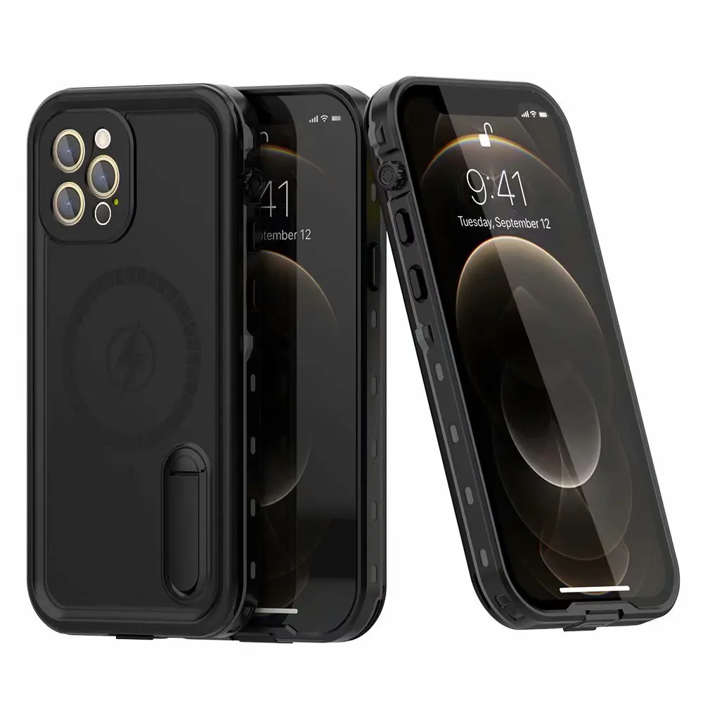 

Водонепроницаемый чехол для телефона IP68 ДЛЯ iPhone 12 Pro Max, силиконовый чехол с кронштейном для iPhone X XS, противоударный чехол для iPhone 11 Pro Max