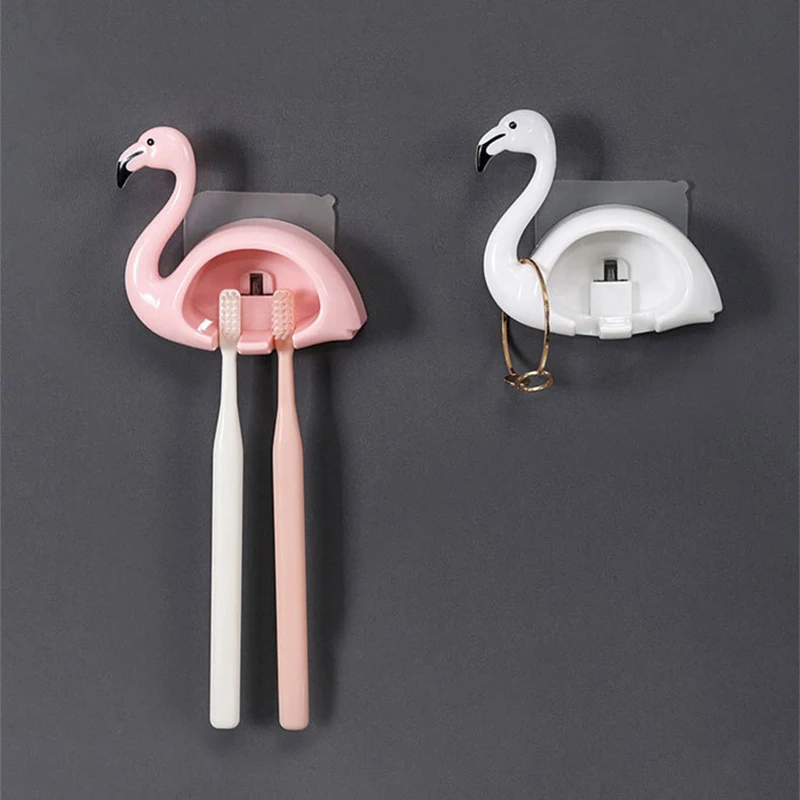 

Cute Cartoon Toothbrush Holder Wall-mounted Shaver Toothbrush Rack Tooth Brush Organizer Bathroom Accessories Organizer