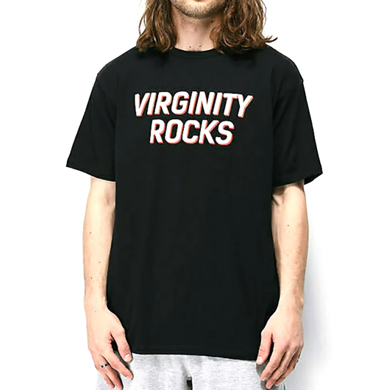 Маунтшарп Мужская футболка девственность скалы Мода текст хлопок забавные