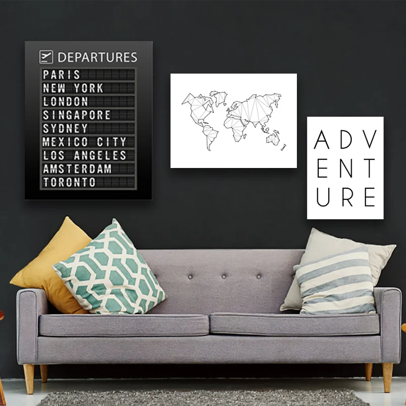 

Custom Travel Wall Art Picture Airport Board Poster Destination Canvas Painting for Living Room Home Decoration World Map Prints