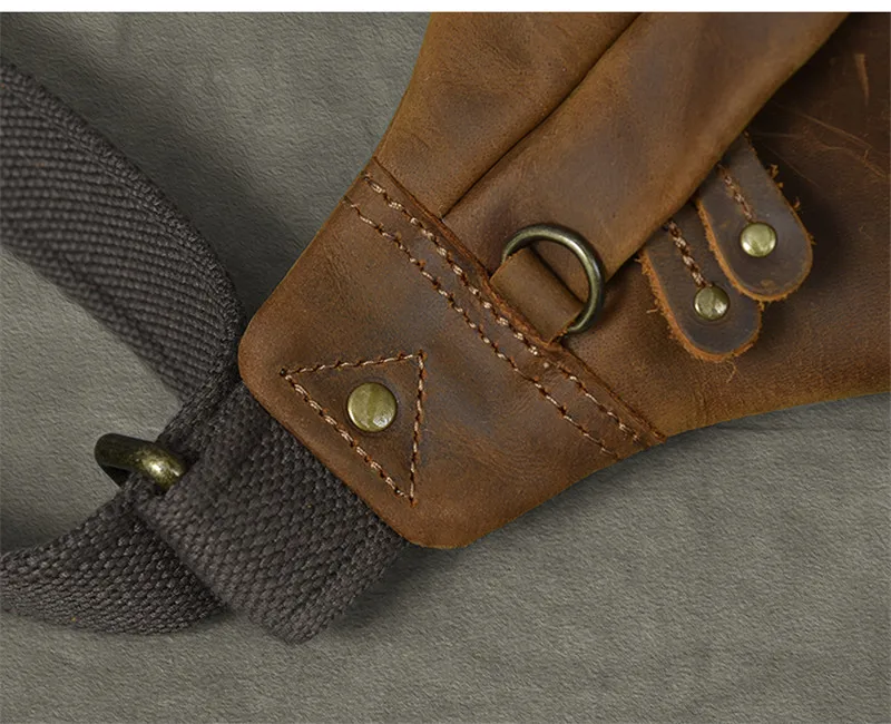 Natural crazy horse cowhide large capacity men's chest bag retro simple high-quality genuine leather sports large diagonal bag