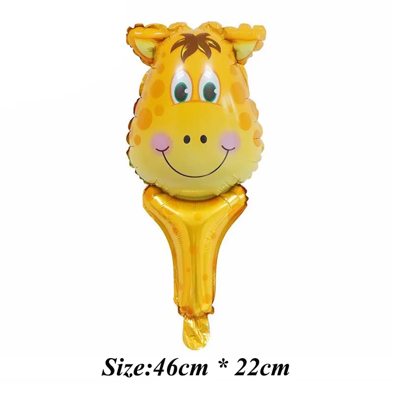 50Pcs/Lot Handheld Animal Head Foil Balloons Tiger Lion Inflatable Air Ballon Jungle Birthday Party Decorations Kids Toys Globos - купить по
