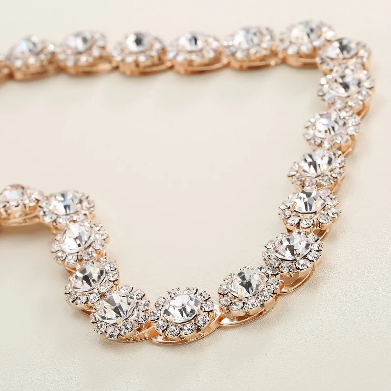 Модный женский свадебный налобный головной убор со стразами Серебряное золото