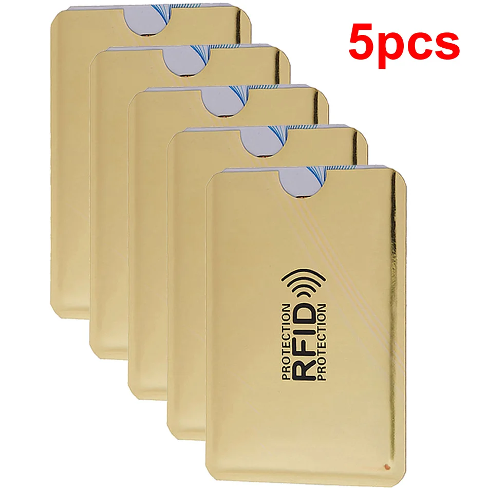 Серебряный лазерный алюминиевый Анти Rfid кошелек Блокировка ридер замок банк держатель для карт ID банковский чехол для карт бизнес защита металлический кредитный - Цвет: 5pcs