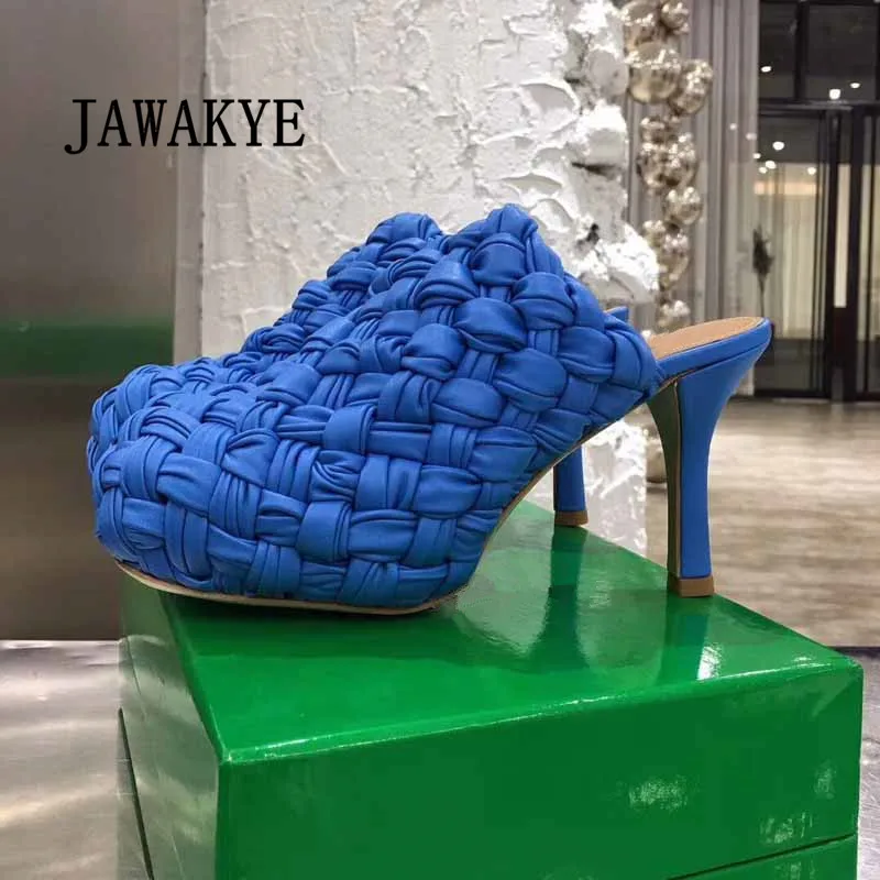 Новинка Кожаные босоножки на высоком каблуке с тесьмой Женские дизайнерские