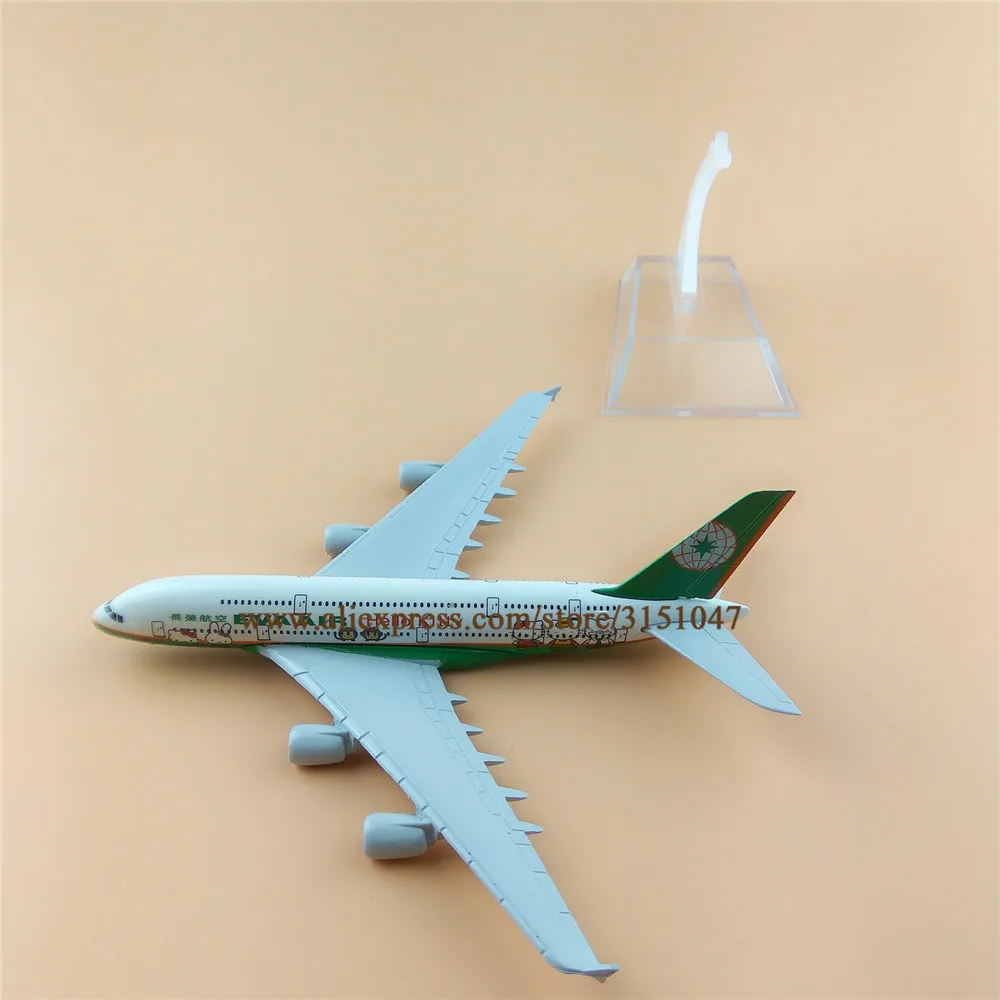 EVA Air A380 Airbus 380 Airlines Green Airplane Model Airways Alloy Metal Plane Diecast Aircraft 16cm | Игрушки и хобби