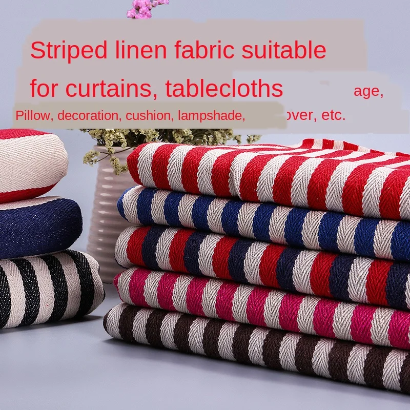 

Width 55'' Thick Striped Cotton Linen Burlap Canvas Fabric By The Half-Yard For Pillows Sofa Covers Bags Material