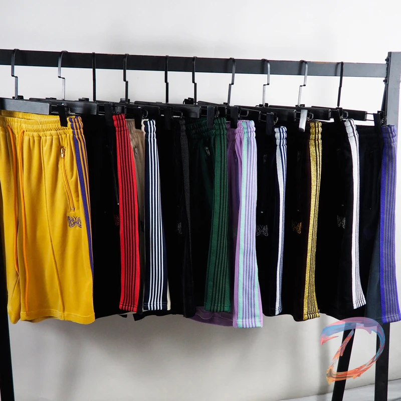 

Шорты AWGE мужские/женские с вышивкой, бархатные штаны в полоску, с бабочкой, с лентой, повседневные спортивные, большие размеры