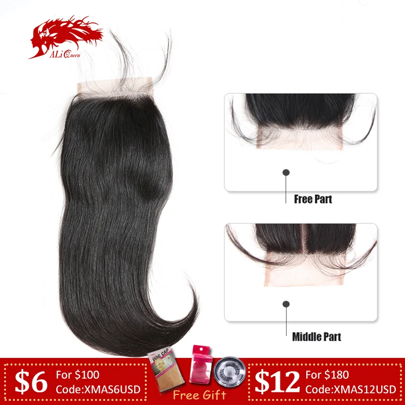 Ali queen hair HD прозрачный 4x4 закрытие шнурка бразильские Прямые Remy человеческие волосы натуральный цвет 1"-20" Экстра про. Соотношение 10А