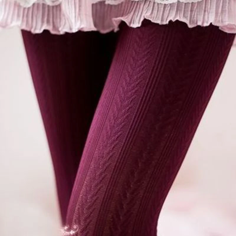 wine red Осень весна женские колготки эластичный жаккард чулочно-носочные изделия однотонные теплые чулки женские эластичные колготки - Цвет: wine red