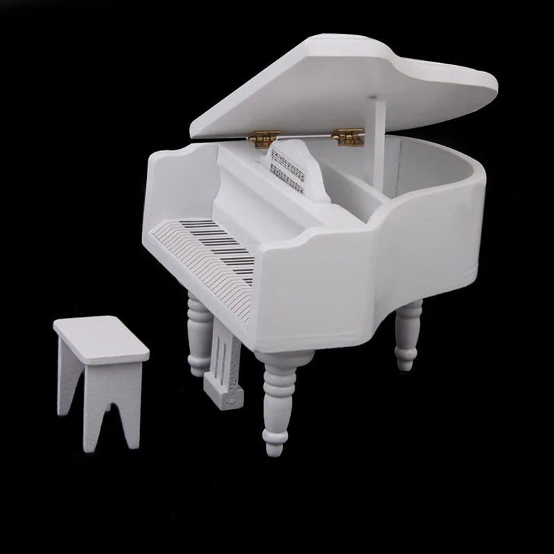 1:12 изысканный деревянный миниатюрное пианино Кукольный дом Белый|Кукольные
