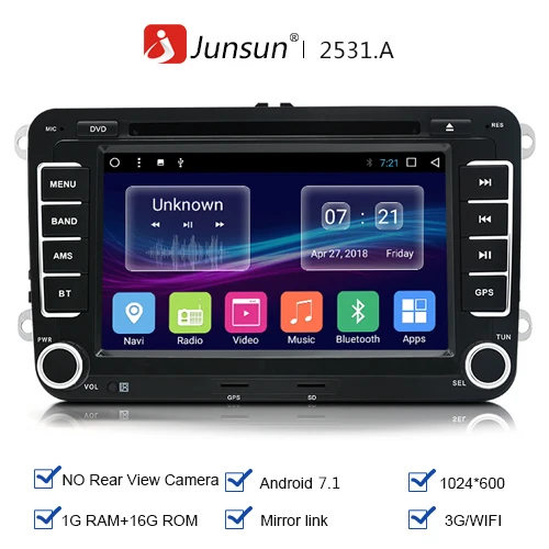 Junsun " 2 din android-автомобильный DVD Радио для VW/Golf/Passat/поло/Tiguan /Skoda/Fabia/Rapid/Seat/Леон gps 3g Wi-Fi Авторадио - Цвет: Android No Camera