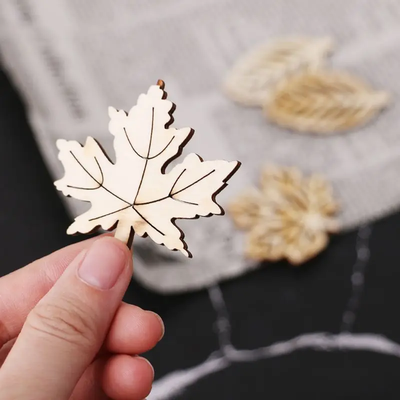 2020 новинка 10 шт лазерная резка дерево украшение деревянные Листья Форма Ремесло