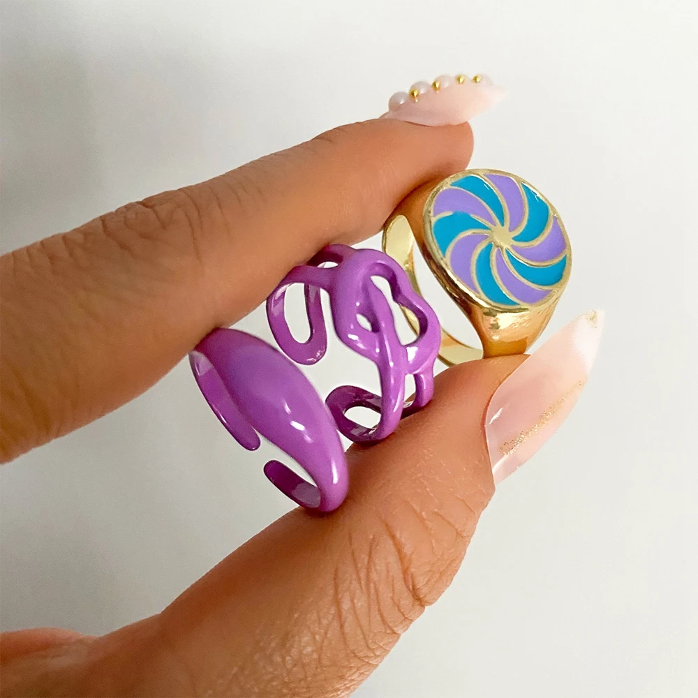 Женский комплект колец в форме сердца FAMSHIN Винтажное кольцо розового и зеленого