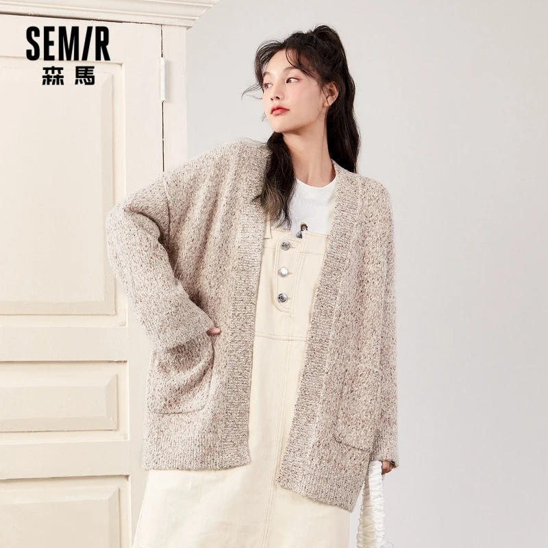 

SEMIR Knitted jacket women casual loose mid-length cardigan spring 2021 new ladies floral yarn sweater top