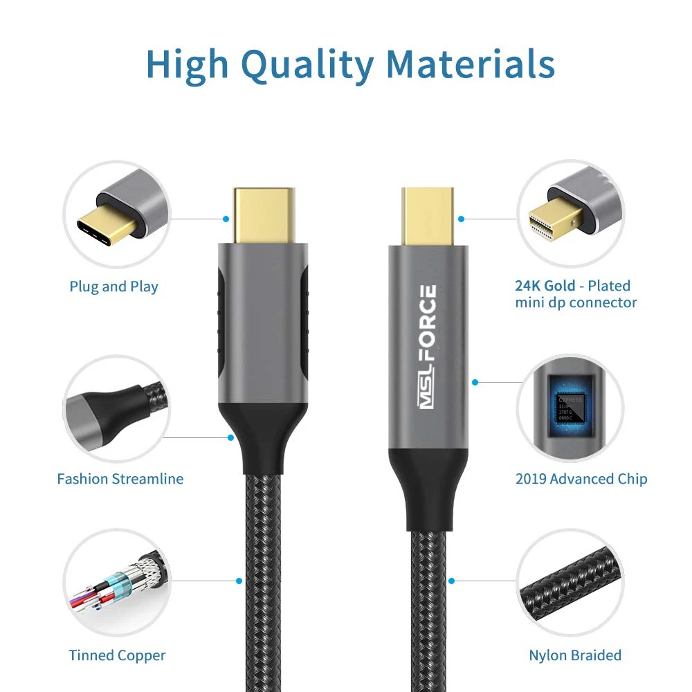 USB TYPE C Thunderbolt 3 совместимый с mini DisplayPort 4k для Macbook Air Pro Samsung dell XPS13 15 Apple cinema display|Кабели