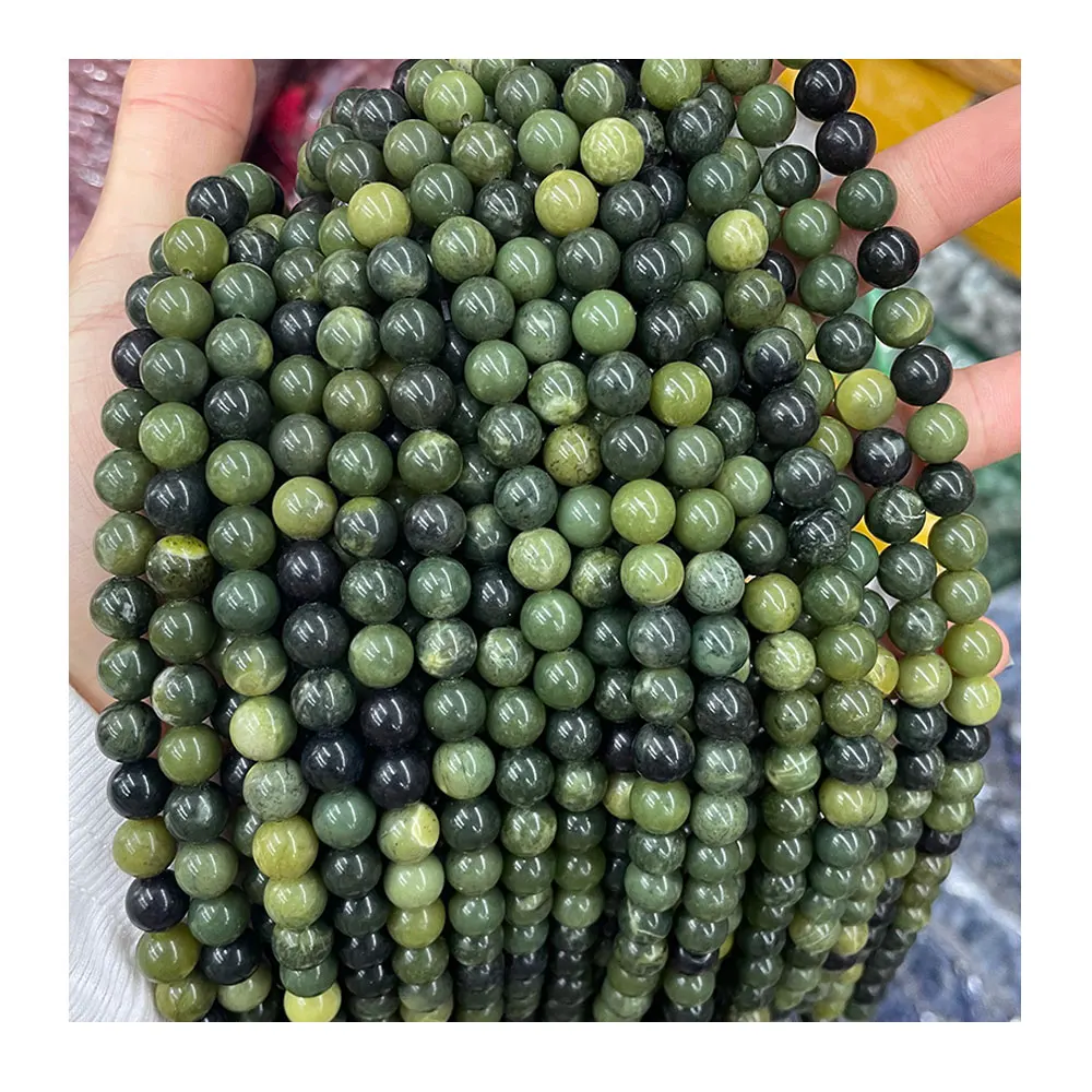 

Natural Stone Canadian Green Jade Beads 4 6 8 10mm Round Loose Strand Gemstone Beads DIY Bracelet Necklace For Jewelry Making