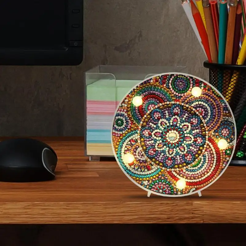 Круглый Круг сделай сам алмазная живопись светодиодный светильник смола