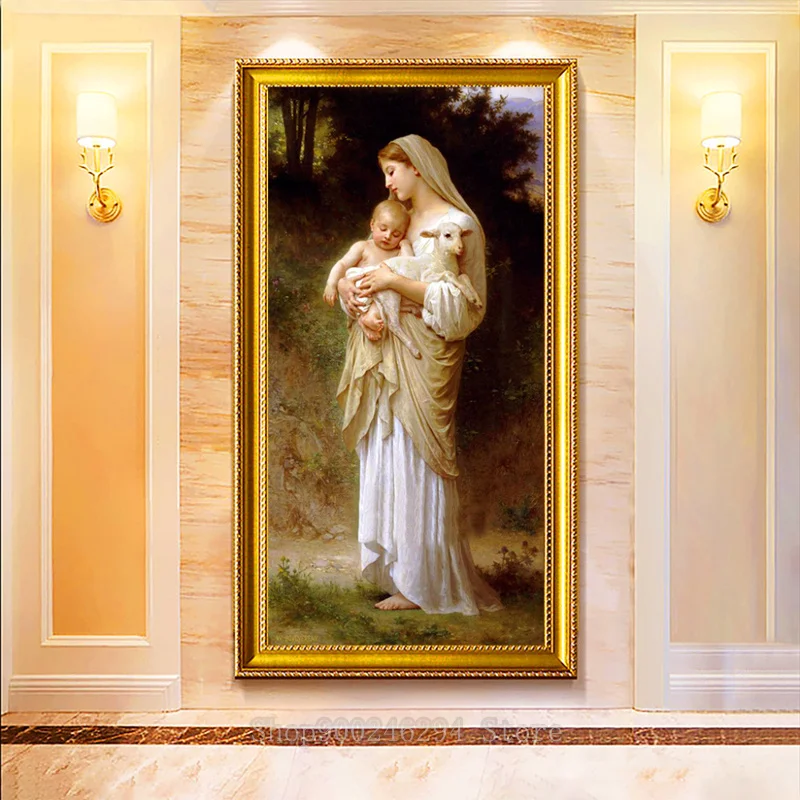 Большая картина из страз сделай сам дева и Иисус обои религия 5D Вышивка мозаика