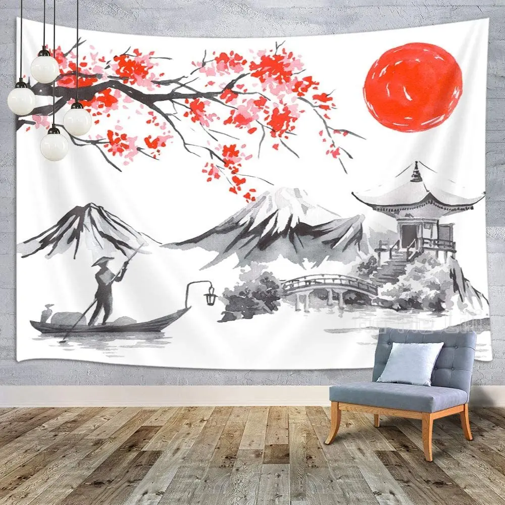 Японский гобелен из аниме с азиатскими цветами вишни художественный Декор для