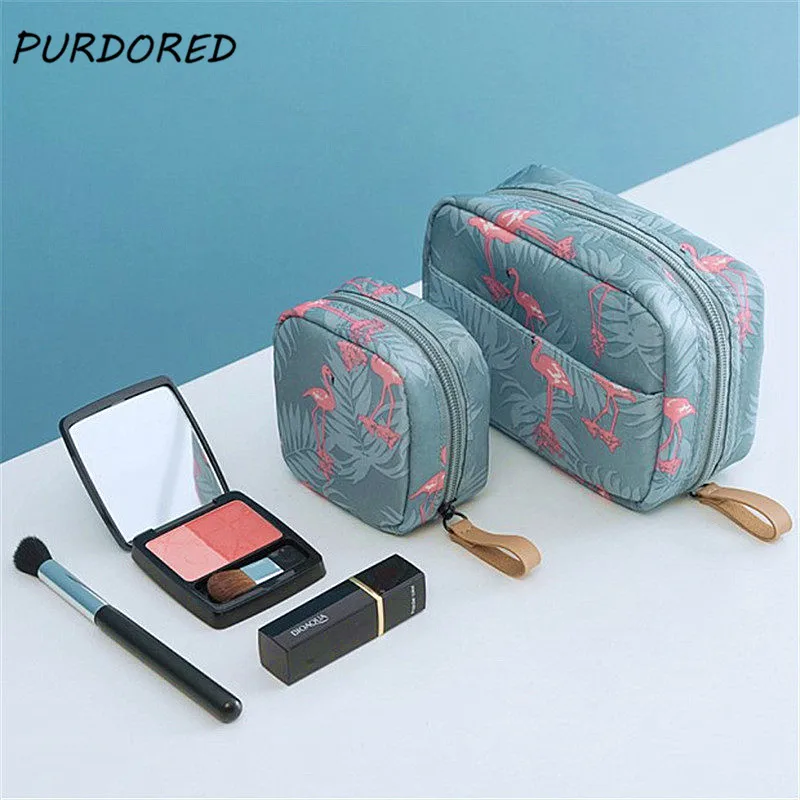 

Женская косметичка PURDORED, Водонепроницаемая мини-сумка для косметики с мультяшным фламинго, дорожная Сумочка для туалетных принадлежностей...