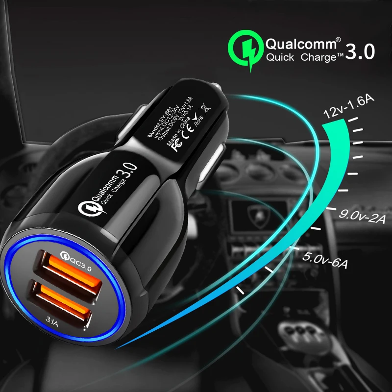 Автомобильное зарядное устройство с двумя USB портами 3 1 А Quick Charge 0 для opel astra peugeot 307