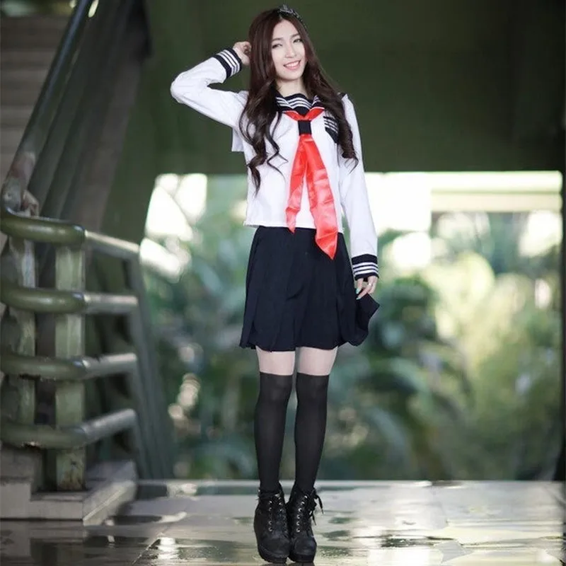 

Japanese Girl School Uniform Anime Hell Girl JK Uniform Hero Academia Schoolgirl Cute Sexy Sailor Suit Cosplay Costume and Socks