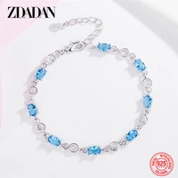 zdadan 925 sterling silver blue crystal bracelet for women fashion gift wedding jewelry