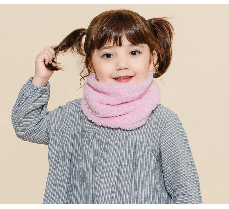 Winter cute Children Scarf Boy Girls Scarves Baby Fur Collar Scarf Ring Pompom Neck Warmers Women Present Berber Fleece24CM
