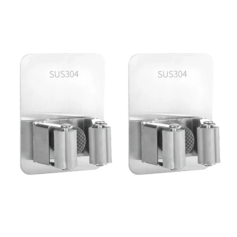

Wall-Mounted Broom Holder 304 Stainless Steel Self-Adhesive Mop Holder Attached to the Clean and Flat Door Glass Wall