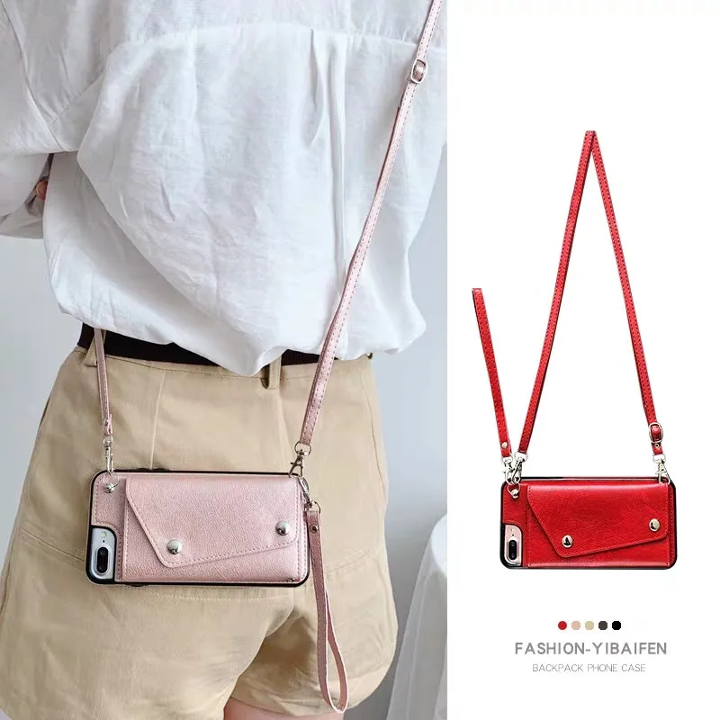 wallet strap case for iphone 1112 13 Pro Max XR X XS MAX 7 8 plus case cover luxury leather card shoulder lanyard phone bag capa