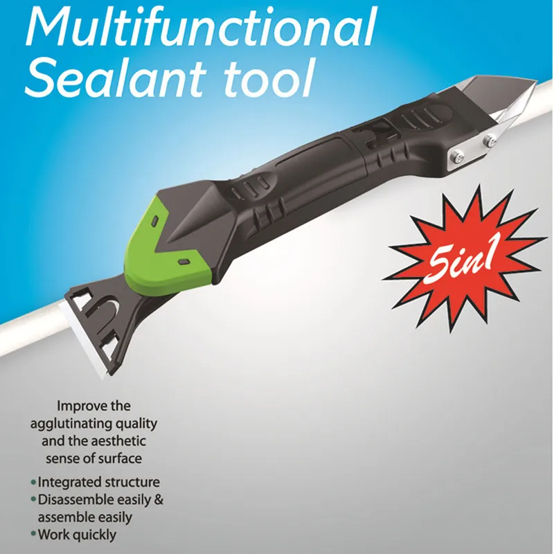 

Multifunctional Sealant Caulking Tools 5 in 1 Caulk Remover Applicator Sealant Nozzle Cutter Paint Application WWO66