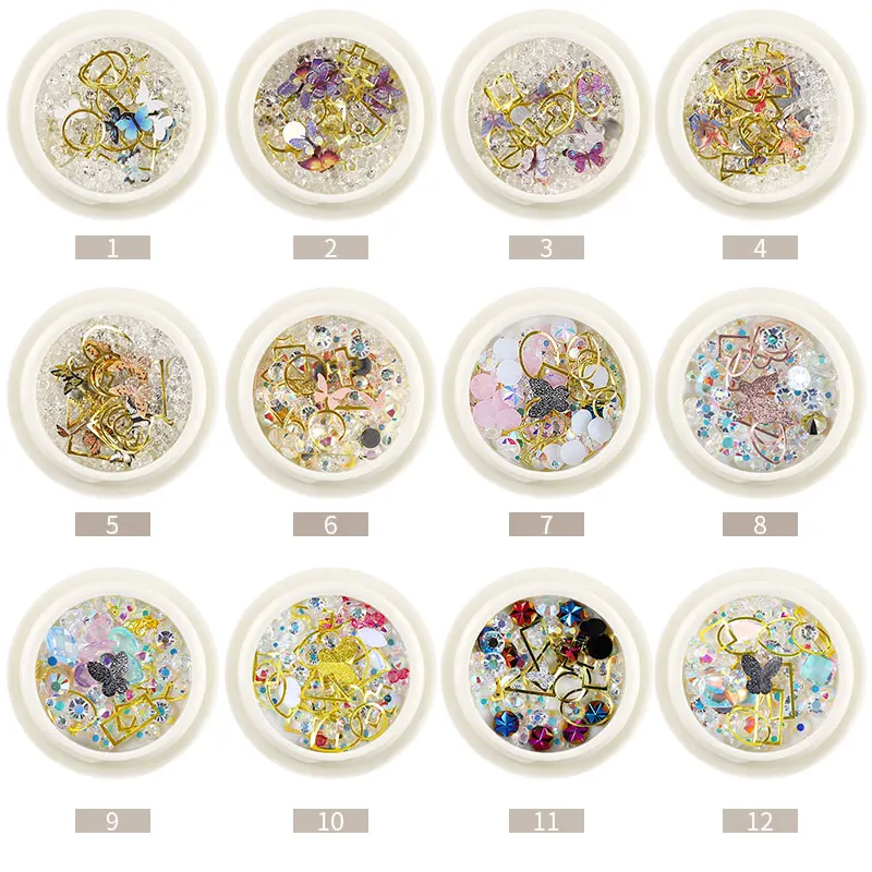 

Mixed AB Crystal Nail Rhinestones 3D Butterfly Sequins Metallic Butterfly Nail Studs Hollow Rivets Shining Nail Art Decorations